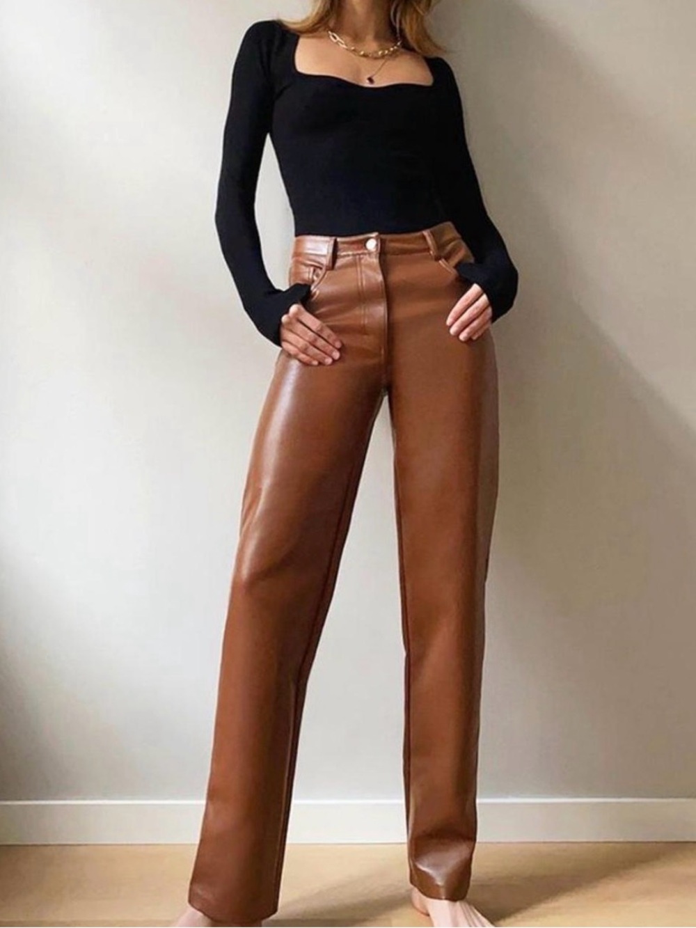 Wilfred Brown Faux Leather Pants